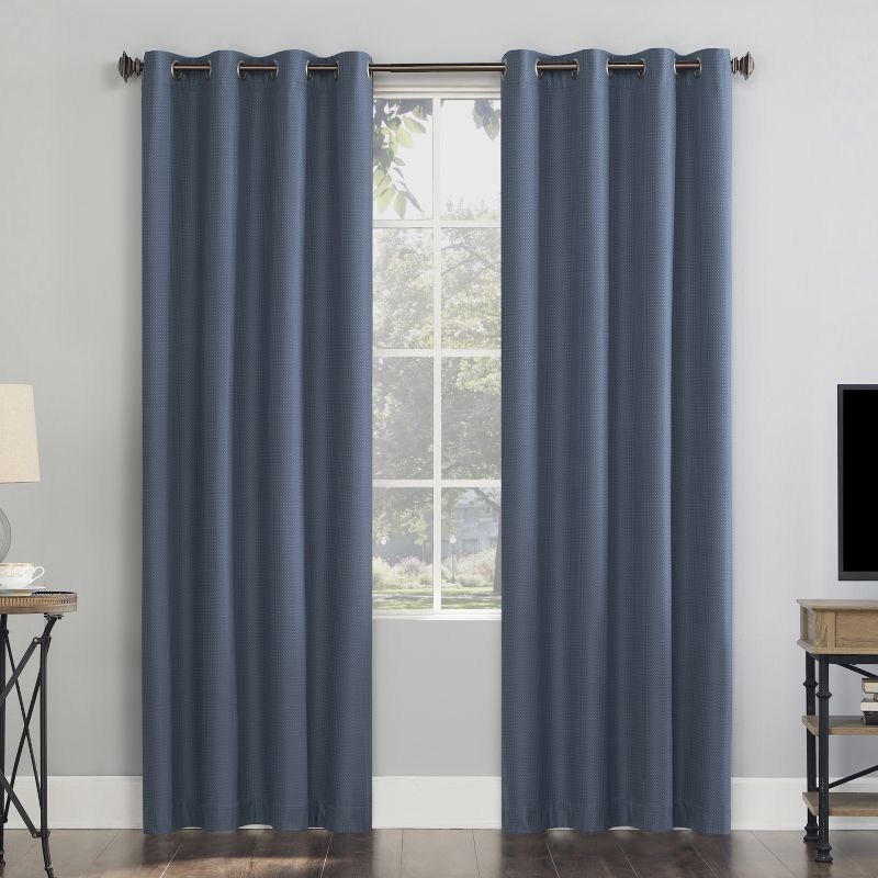 Sun Zero Array 100% Blackout Woven Dobby Draft Shield Fleece Insulated Grommet Window Curtain