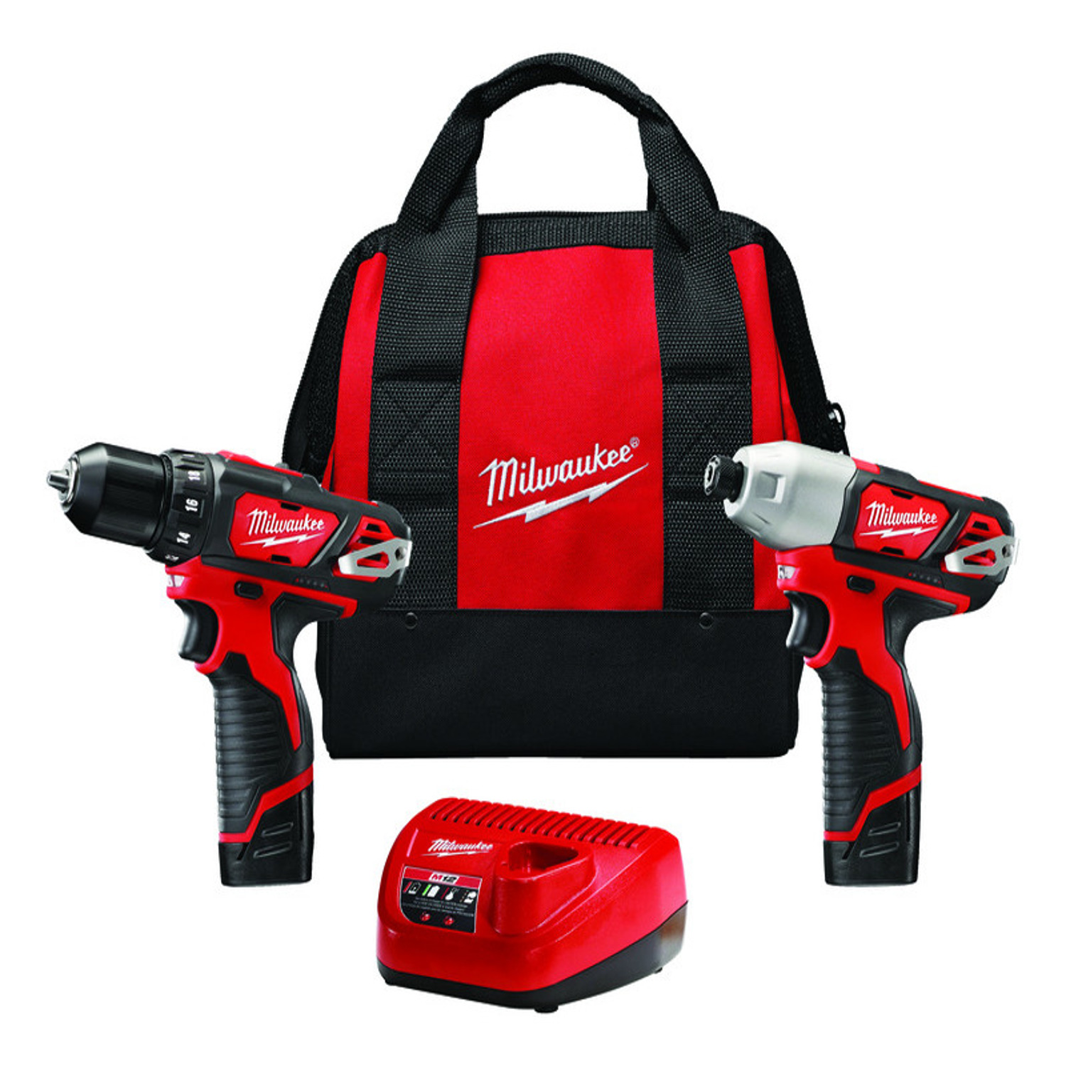 MW M12 12 V Cordless Brushed 2 Tool Drill and Impact Driver Kit