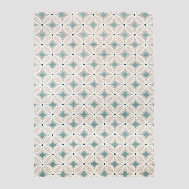 5 x27 3 quot x7 x27 Quatrefoil Outdoor Rug Aqua