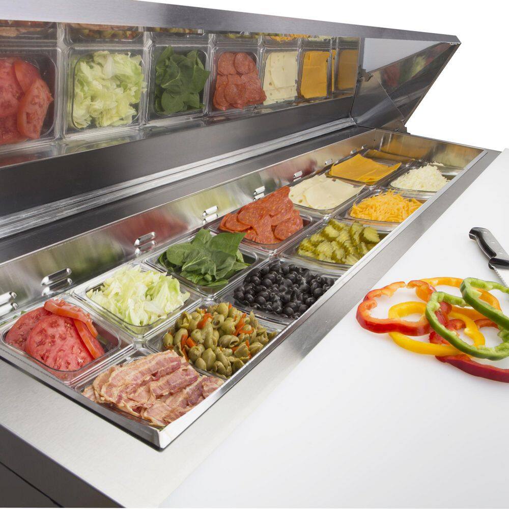 Maxx Cold 48 in. SandwichSalad Prep Station with 12 cu ft. refrigerator in Stainless Steel MXCR48SHC