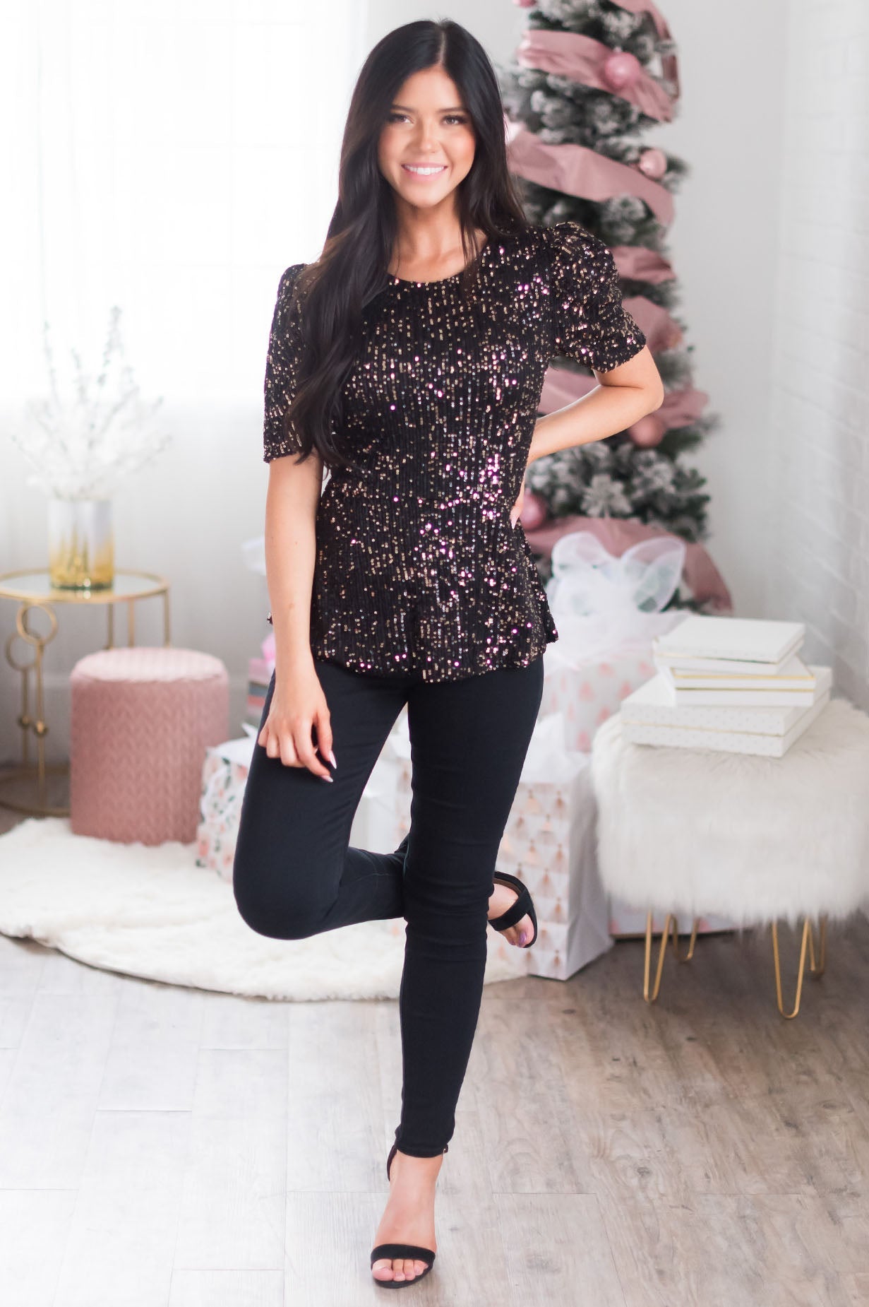 Season Of Giving Modest Sequin Top