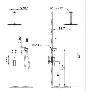 GIVING TREE 2-Spray Patterns with 2.0 GPM 12 in. Rain Shower Head Ceiling Mount Dual Shower Heads in Matte Black XLHDDTSH0014