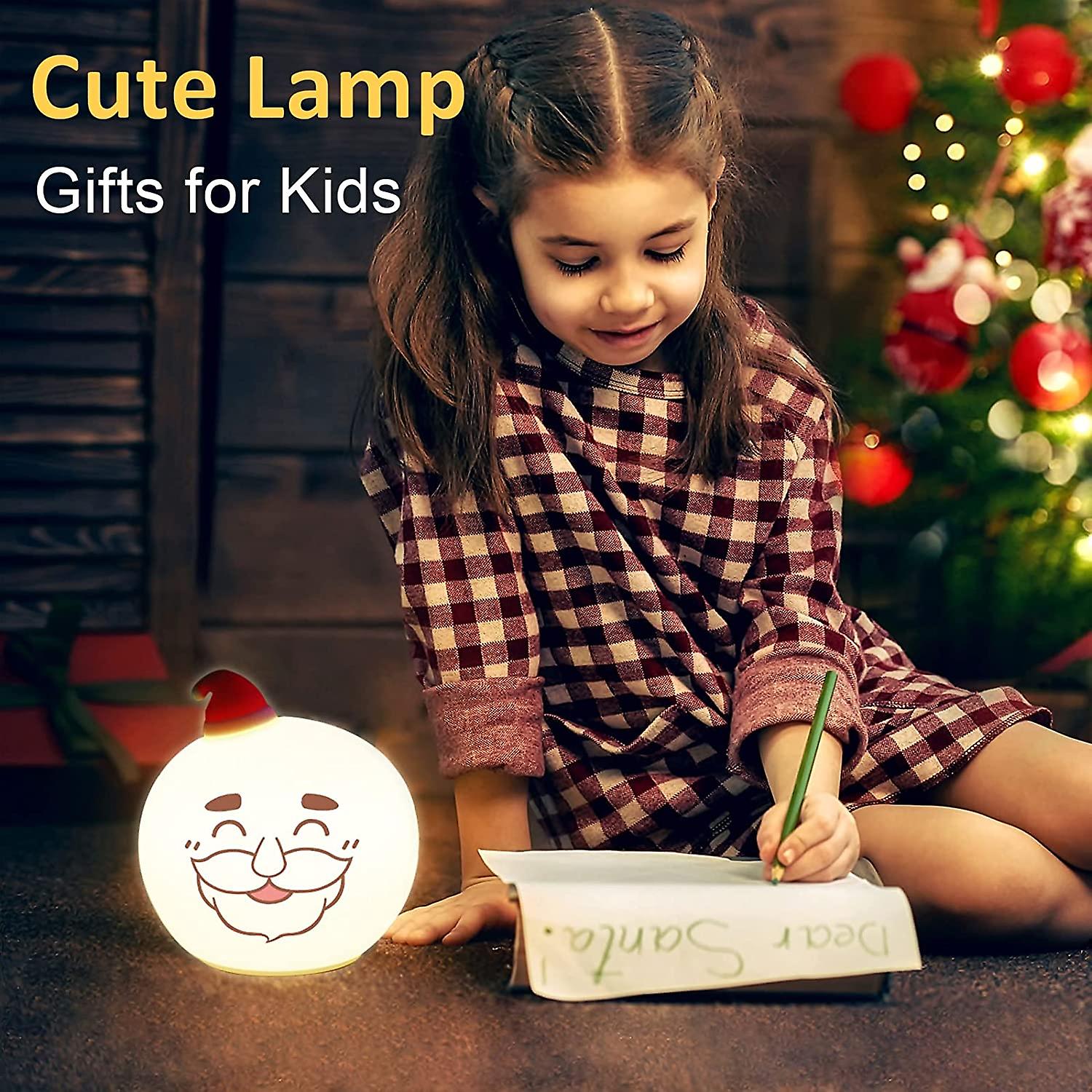 Liangnv Cute Night Light For Kids Christmas Lights 7 Color Changing Silicone Touch Baby Nursery Night Light Battery Powered Rechargeable Cute Lamp For