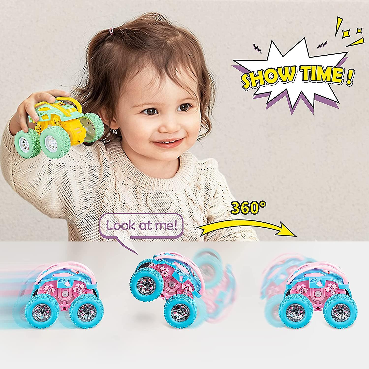 Baicccf Cute Push and Go Double-directions Vehicles Sets For Toddlers Gifts， 3 Pack