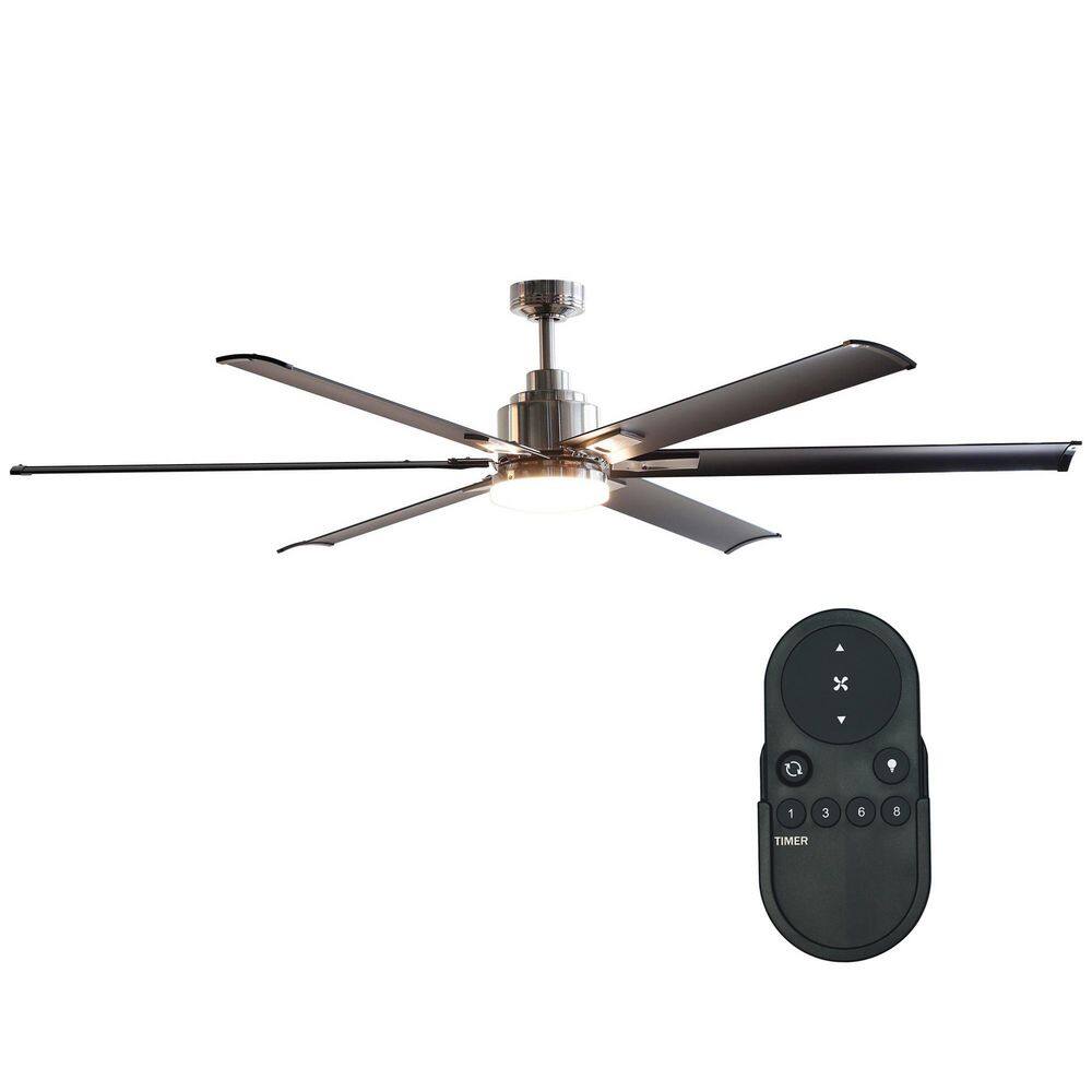 Parrot Uncle 72 in. Modern Integrated LED Brushed Chrome Ceiling Fan with Light and Remote Control BBCPD1719-I