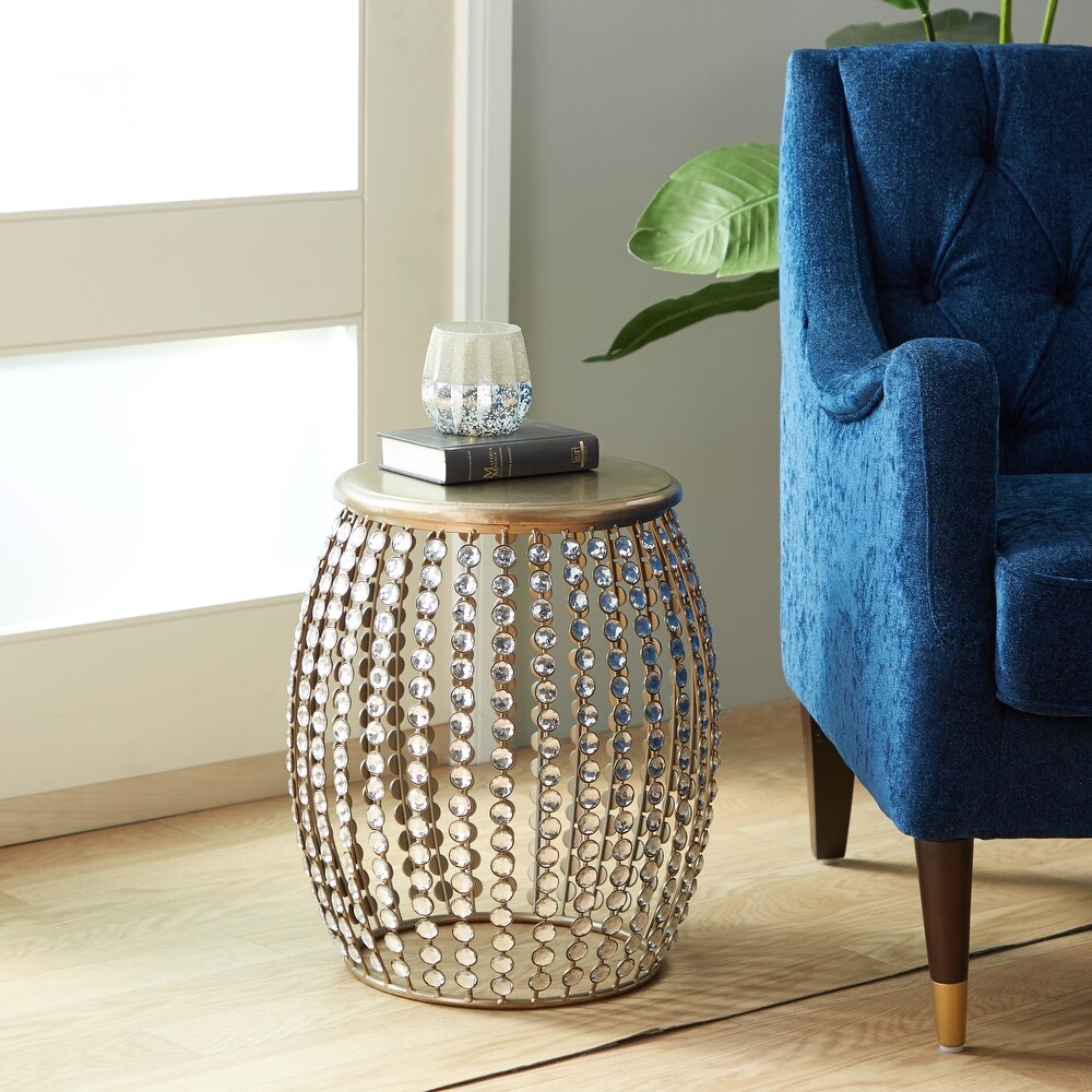 Metal Glam Accent Table 19 x 16 x 16   16 x 16 x 19