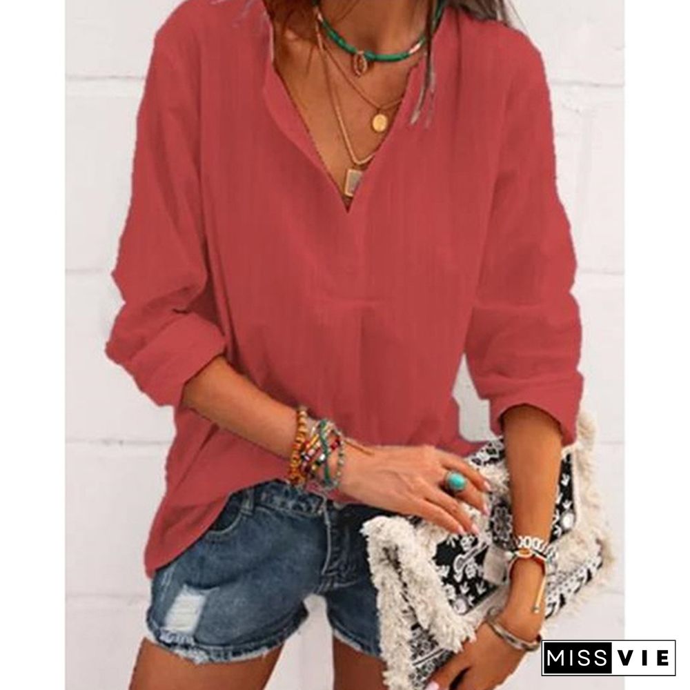 Jacquard Spring and Autumn Loose Blouse Open Tube Round Neck Woven T-shirt