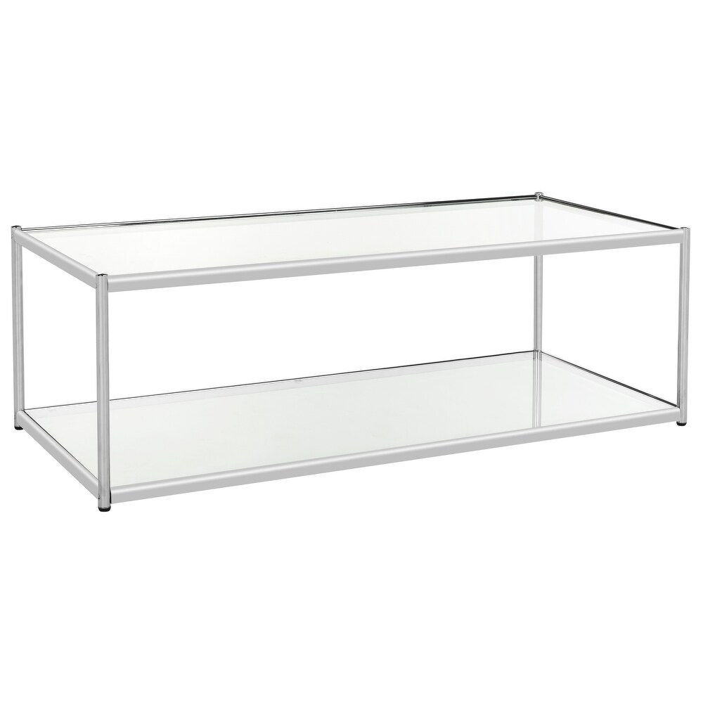 SAFAVIEH Zola Glass Chrome Coffee Table   51.2\