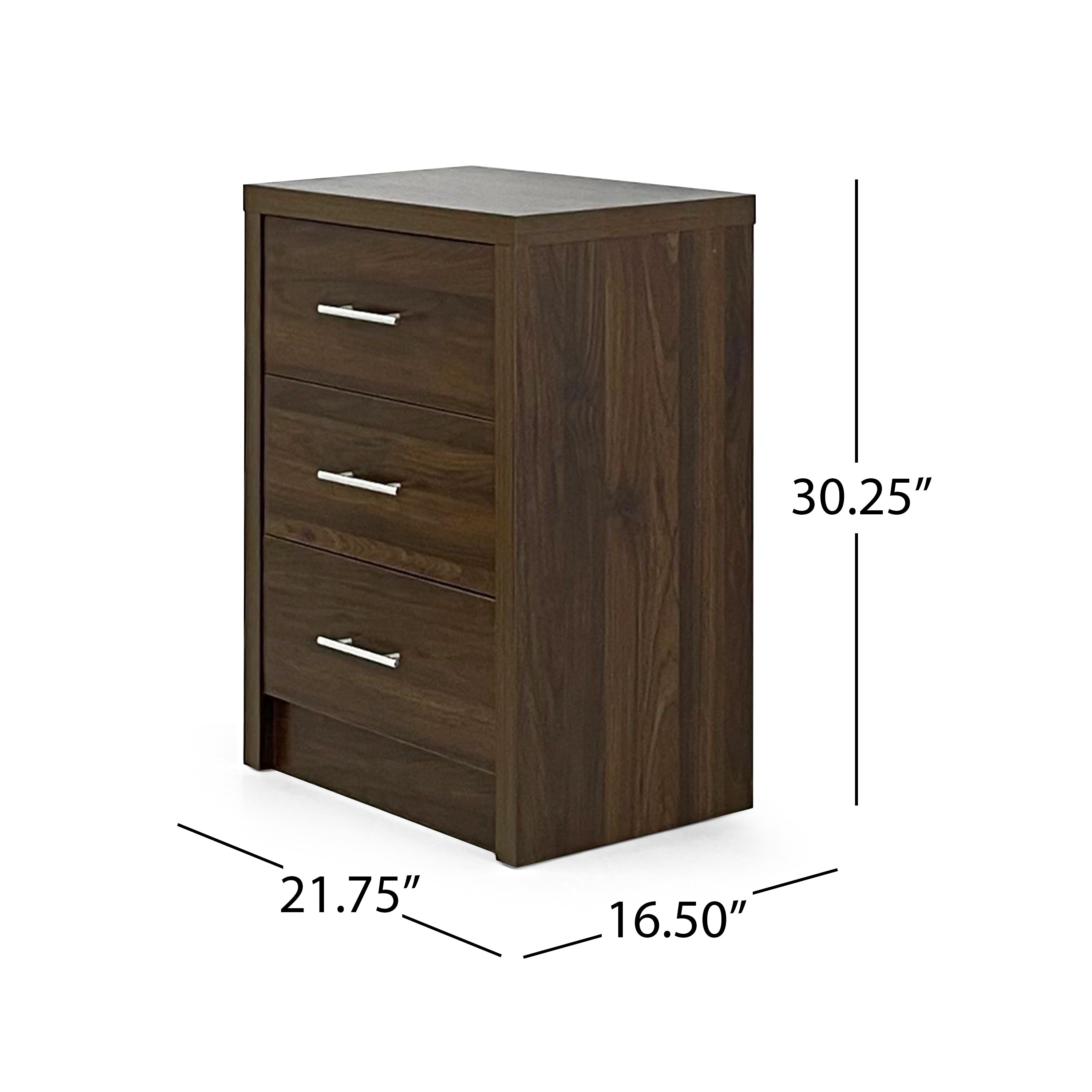 Marlette Modern Faux Wood 3 Drawer Chest