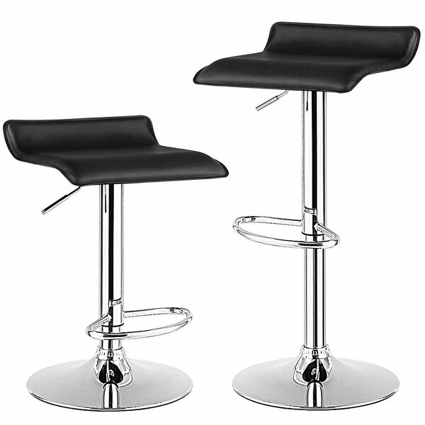 Gymax Set of 4 Swivel Bar Stool PU Leather Adjustable Kitchen Counter - See Details