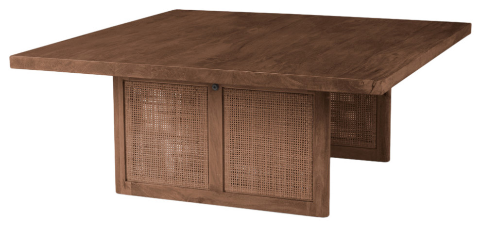 Grier Medium Brown Solid Wood  ampCane Coffee Table   Tropical   Coffee Tables   by Mercana  Houzz