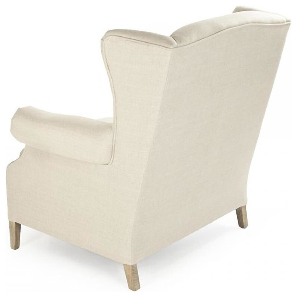 Club Chair NAPOLEON Wing Back Limed Gray Natural Oak Linen   Transitional   Armchairs And Accent Chairs   by EuroLuxHome  Houzz