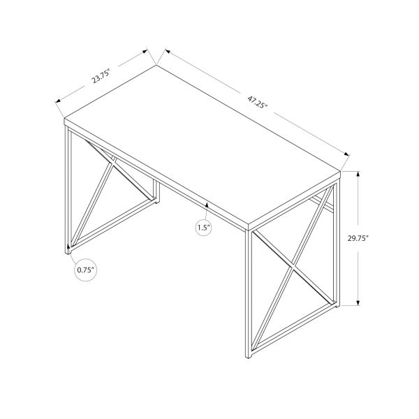 Computer Desk， Home Office， Laptop， Work， Grey Laminate， Black Metal， Contemporary， Modern