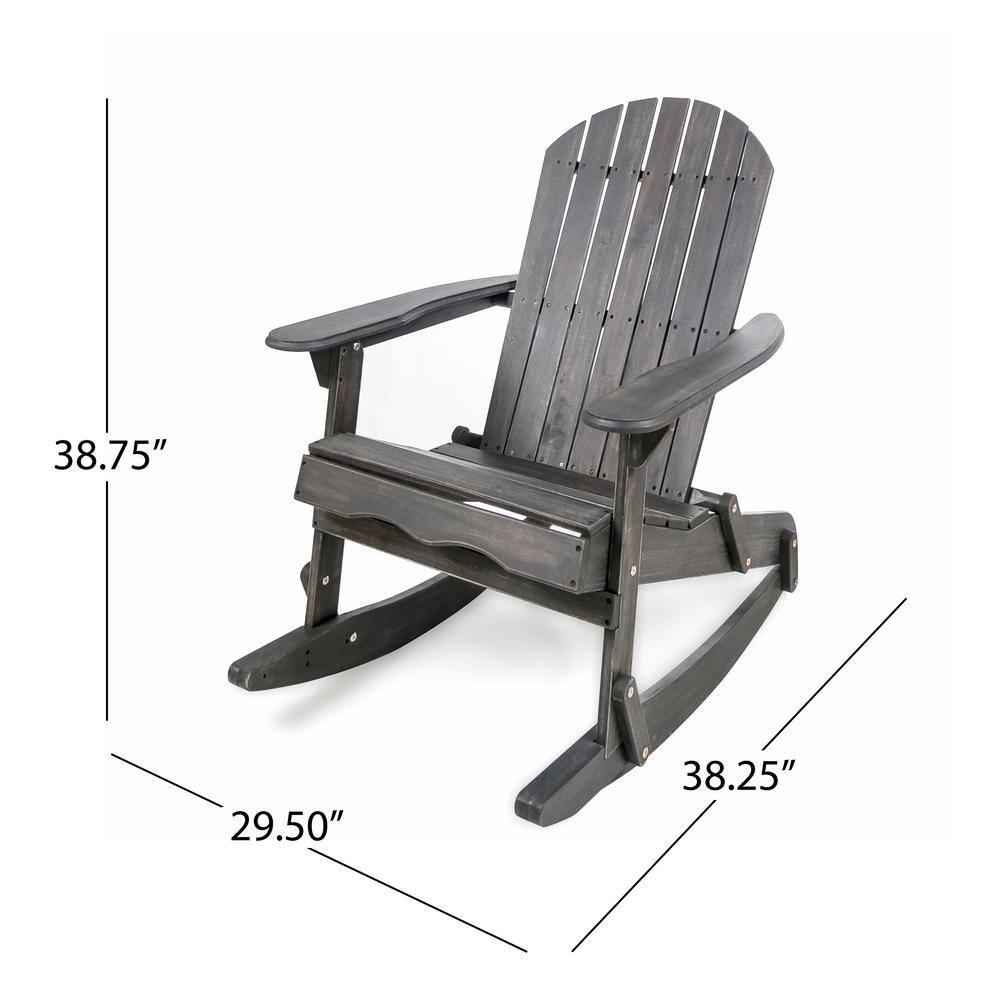 Noble House Rocking Dark Gray Wood Adirondack Chair