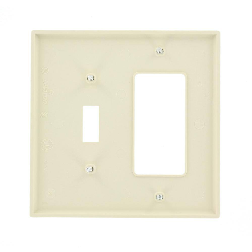 Leviton Decora 2-Gang Midway 1-Toggle Combination Nylon Wall Plate Light Almond R56-PJ126-00T