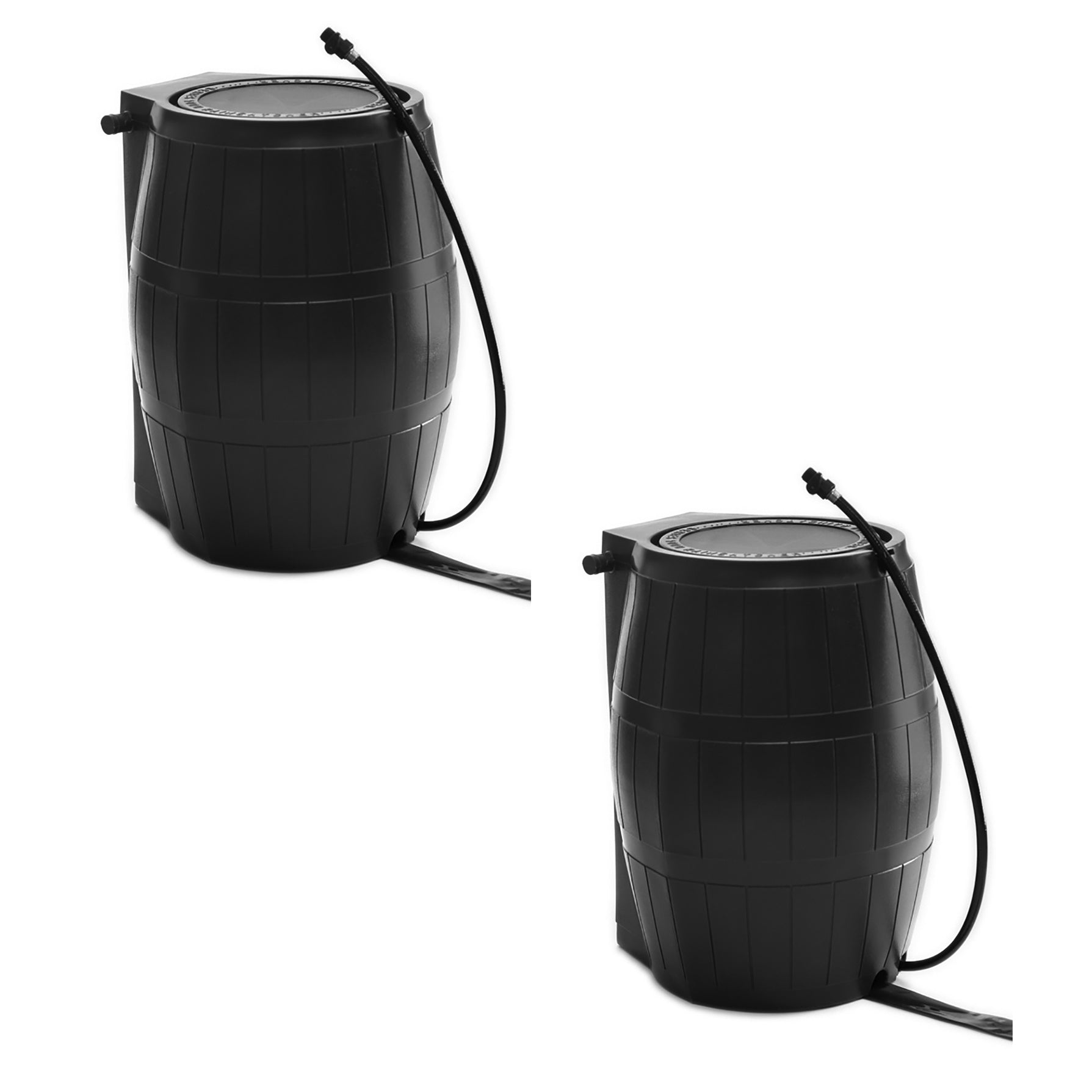 FCMP Outdoor 45-Gallon BPA Free Home Rain Water Catcher Barrel， Black (2 Pack)