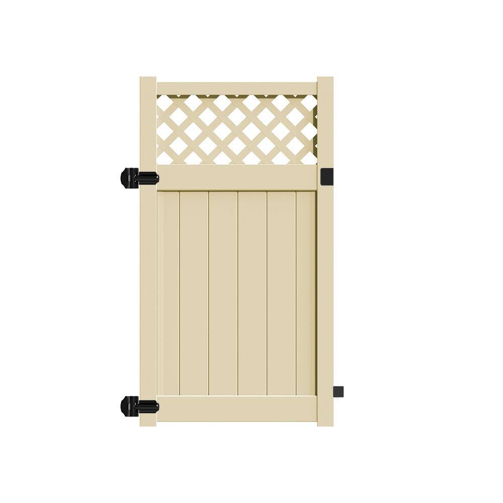 Barrette Outdoor Living Valley 4 ft. W x 6 ft. H Sand Vinyl Un-Assembled Fence Gate 73024928