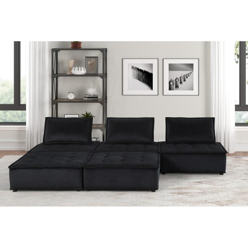 Anna Velvet 5 Pc Sofa and Loveseat