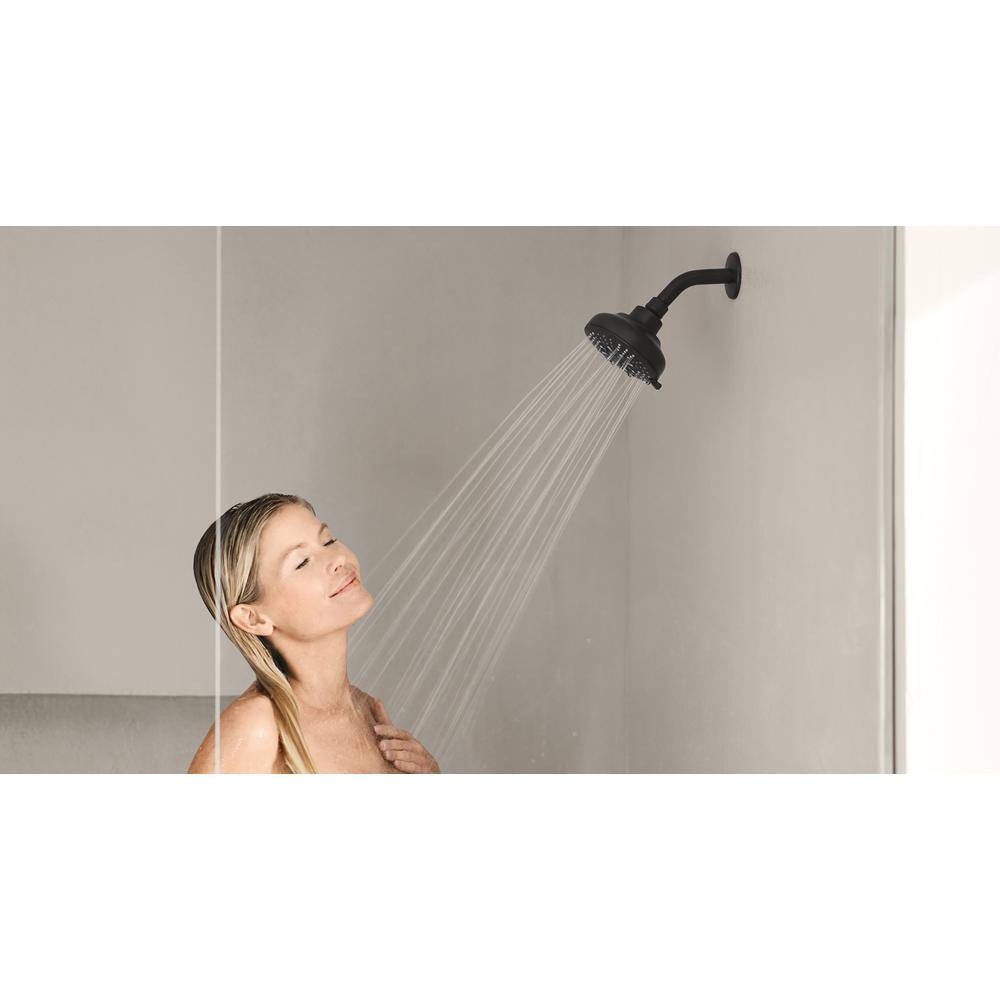 MOEN HydroEnergetix 8-Spray Patterns with 1.75 GPM 4.75 in. Single Wall Mount Fixed Shower Head in Matte Black 200W0BL