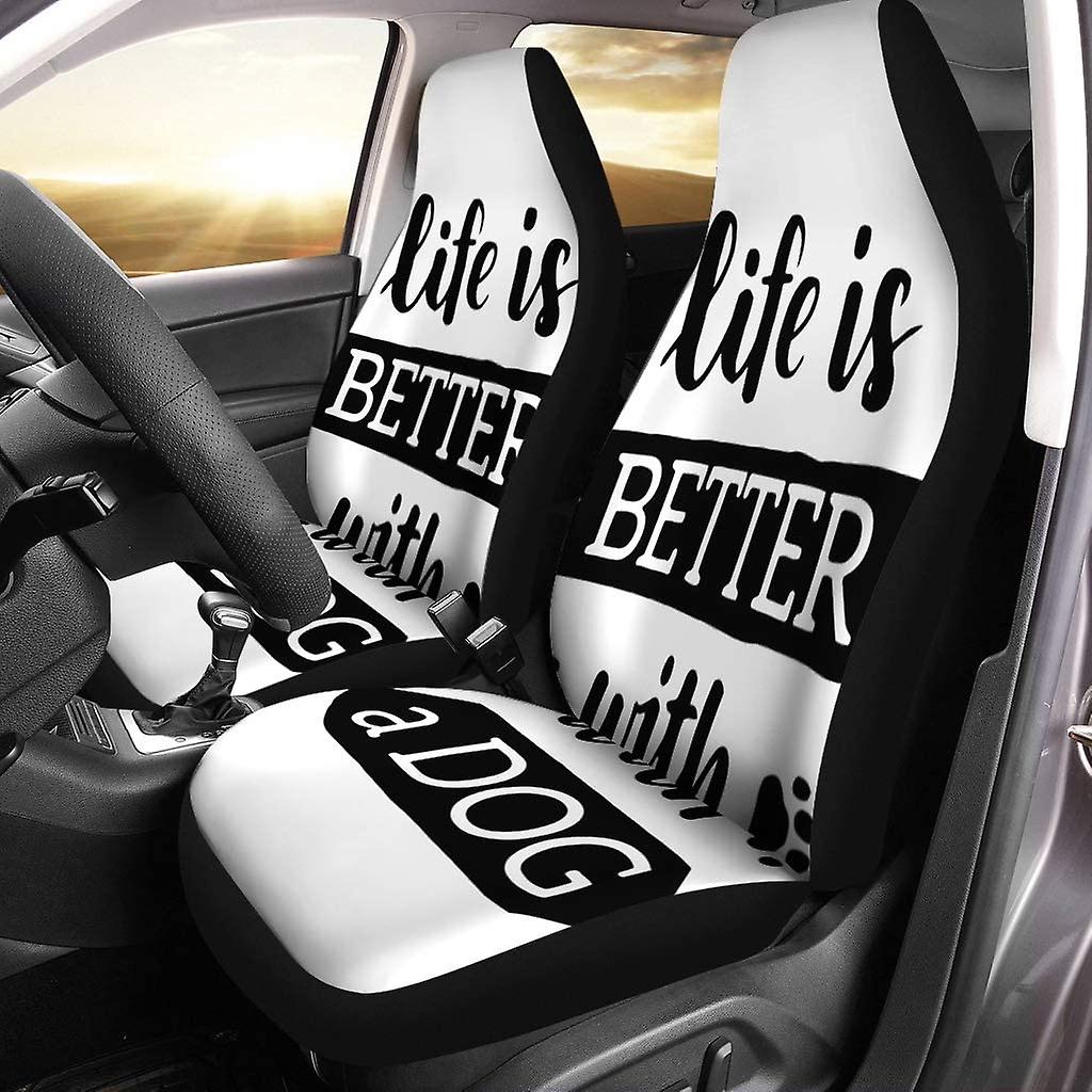 Set Of 2 Car Seat Covers Lettering Saying About Dog Adoption Universal Auto Front Seats Protector Fits For Car，suv Sedan，truck