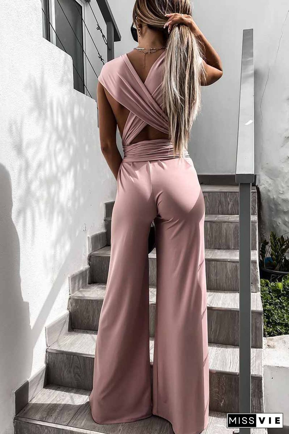 Sleeveless Solid Color Tie Rompers(4 Colors)