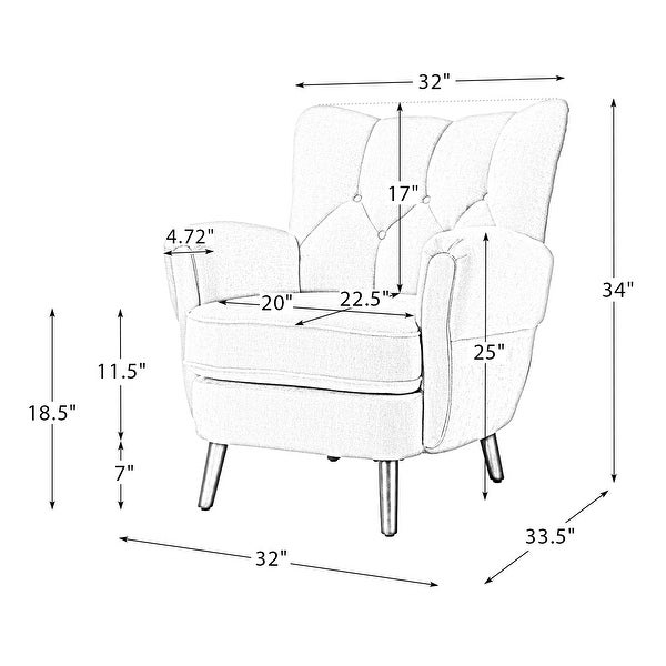 Gira Comfy Living Room Club Chair Set Of 2 with Solid Wood Legs by HULALA HOME