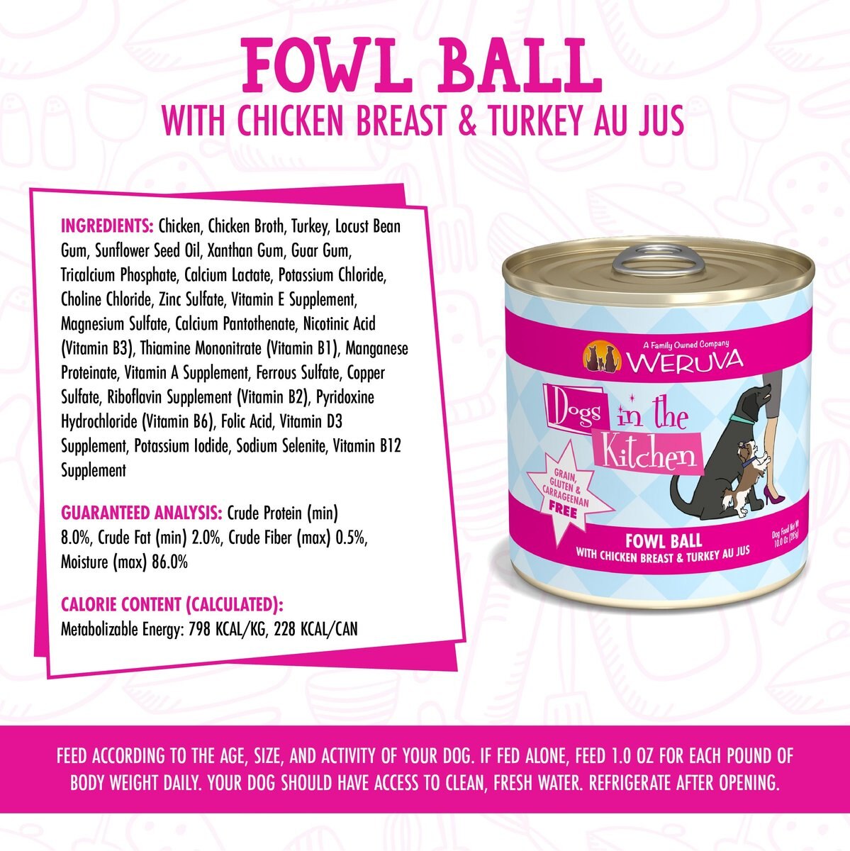 Weruva Dogs in the Kitchen Fowl Ball with Chicken Breast and Turkey Au Jus Grain-Free Canned Dog Food