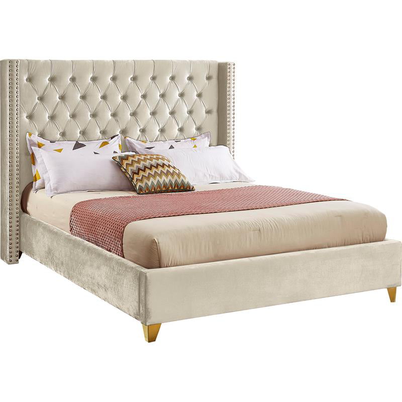 Meridian Furniture Barolo Cream Velvet King Bed