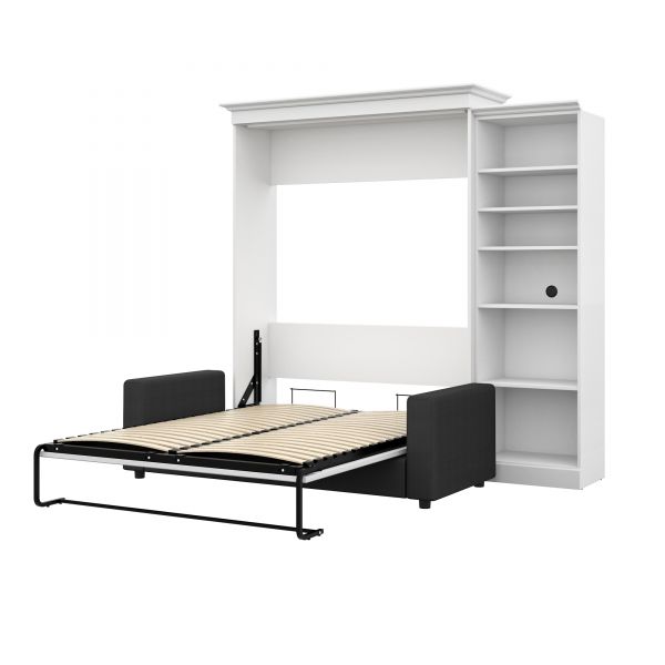 Bestar Versatile by Bestar 3-Piece Queen Wall Bed， Storage Unit and Sofa Set - White and Grey