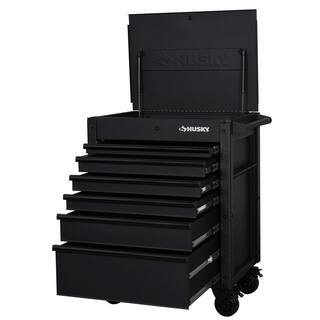 Husky 31 in. W x 23 in. D 6-Drawer Rolling Tool Cart in Black H30MECH6BLK