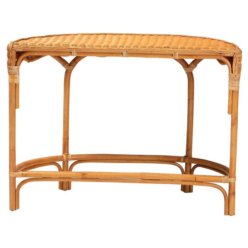 Wakana Modern Bohemian Natural Brown Rattan Console Table