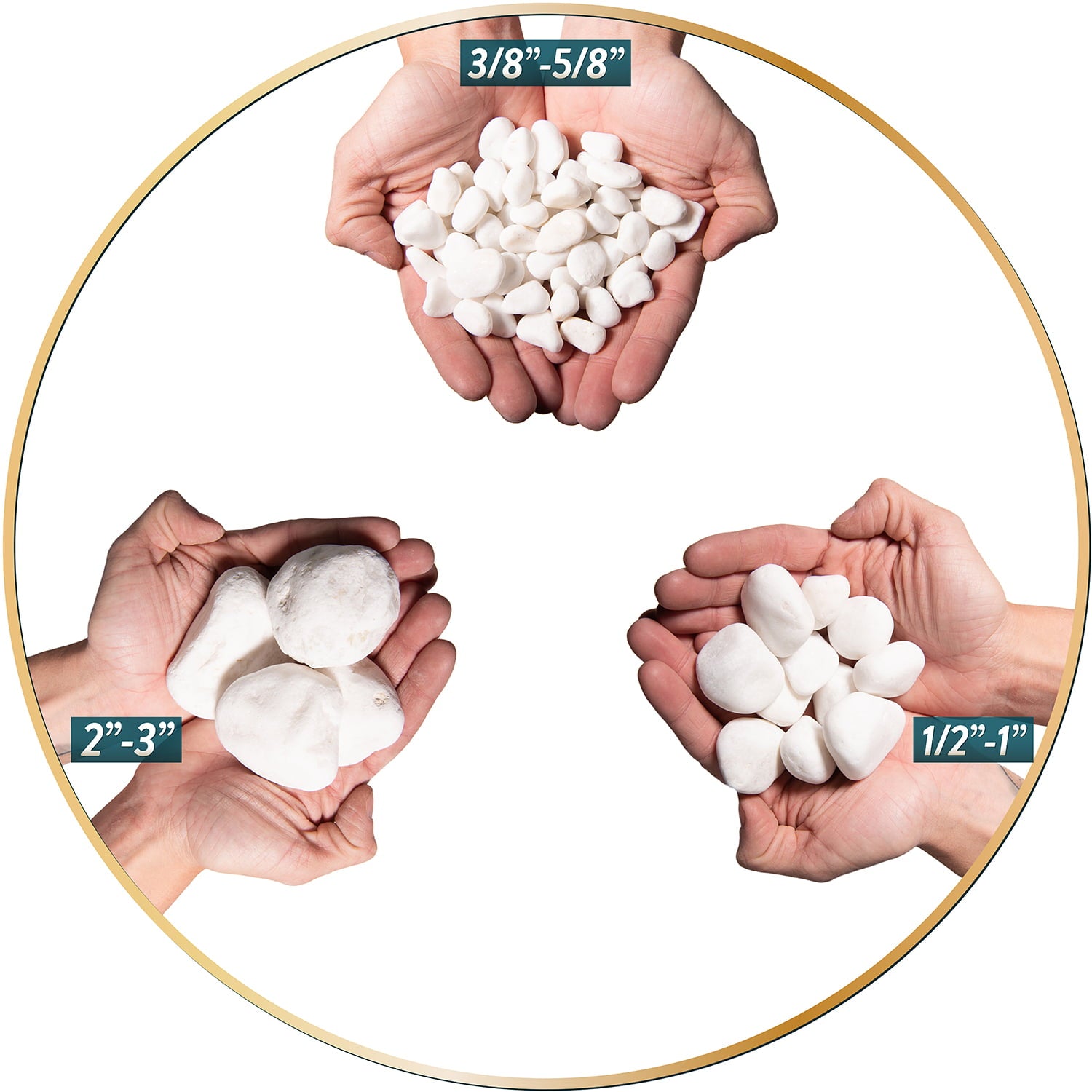 Porcelain White Pebbles | Garden & Potted Plants | 20 lbs, 1/4