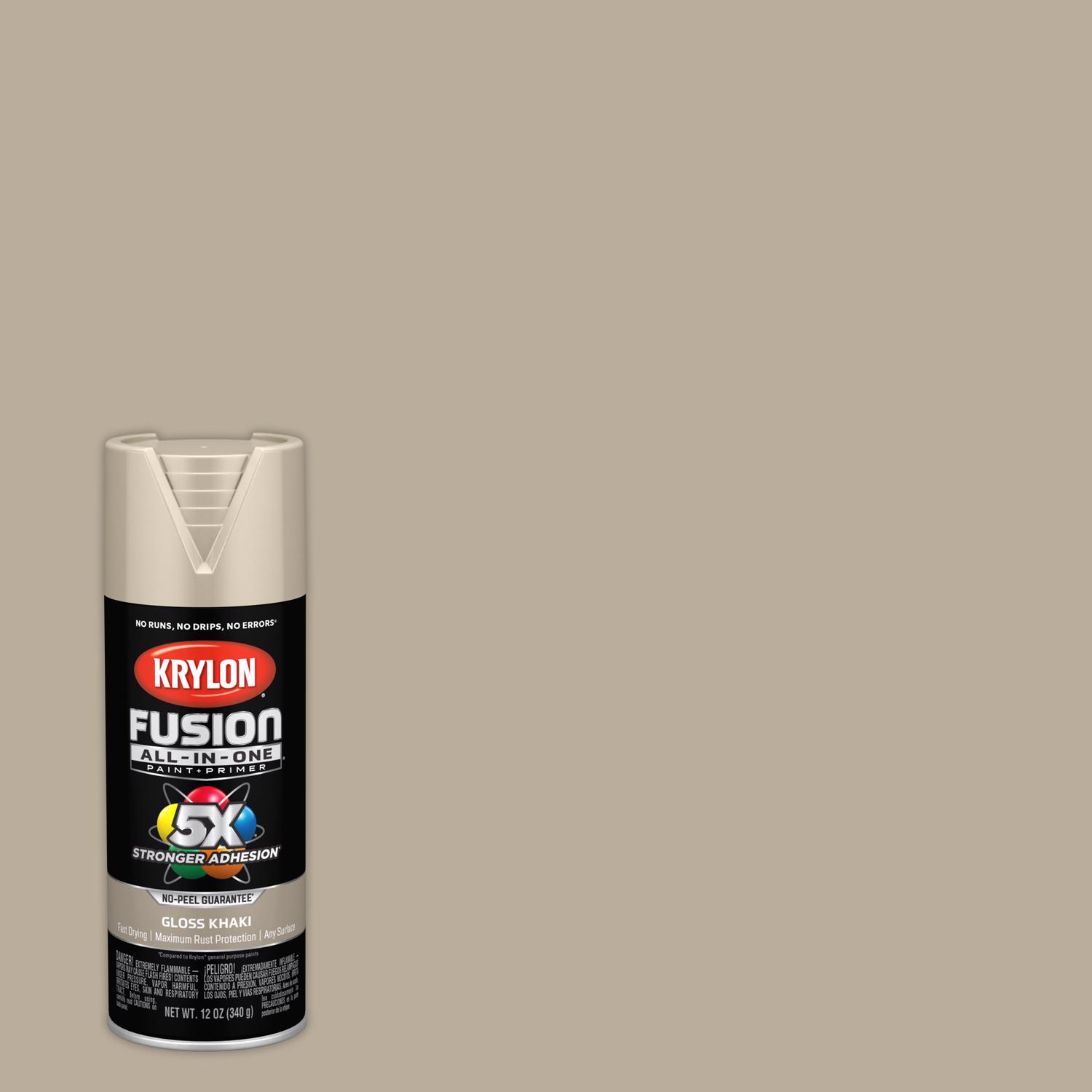 Krylon Fusion All-In-One Gloss Khaki Paint+Primer Spray Paint 12 oz