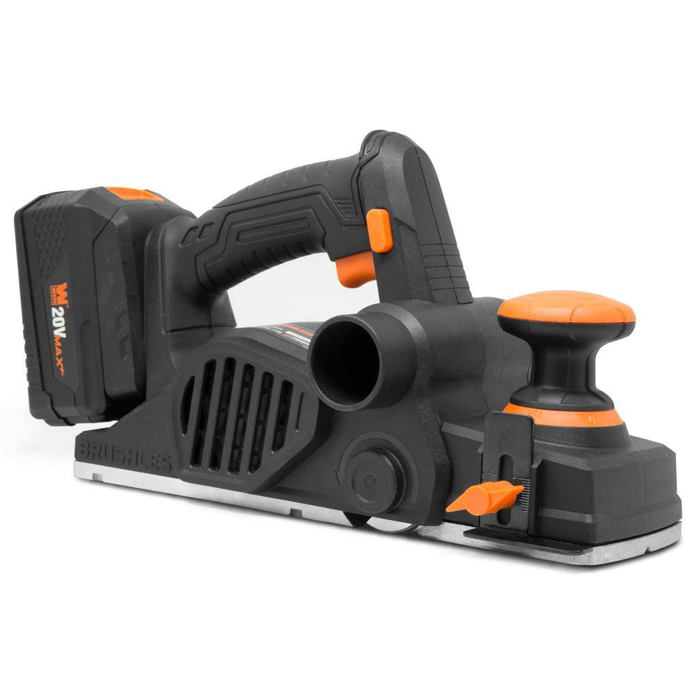 WEN 20-Volt Max Brushless Cordless 3-14 in. Hand Planer with 4.0 Ah Lithium-Ion Battery and Charger 20653