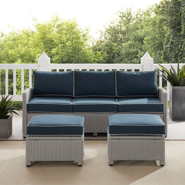 Crosley 3pc Bradenton Wicker Outdoor Patio Seating Set