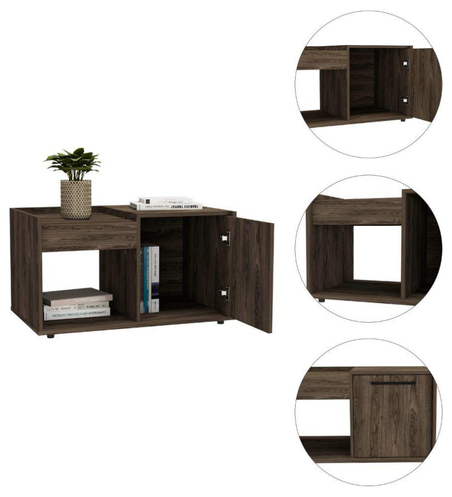 DEPOT E SHOP Ambar Coffee Table  One Open Shelf  One Door Cabinet ...   Contemporary   Coffee Tables   by BisonOffice  Houzz