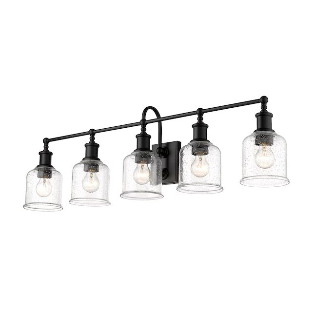 Z-Lite Bryant 40.5-in 5-Light Matte Black Industrial Vanity Light