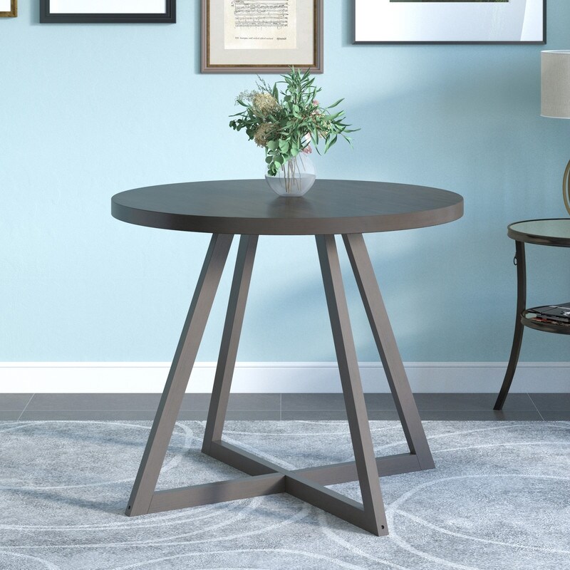 Wood Round Dining Table Coffee Table Bistro Table  36 Inch Dia  Gray