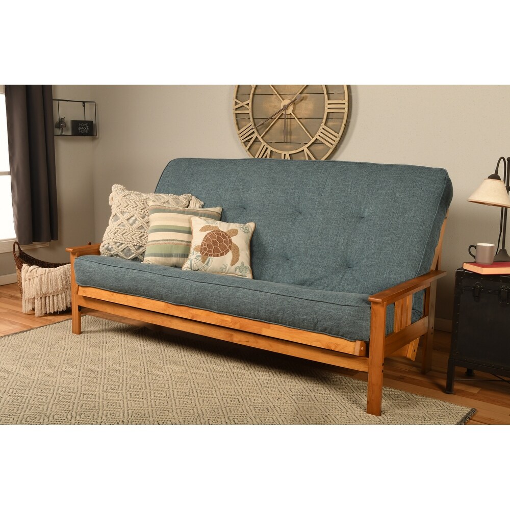 Somette Monterey Queen size Full size Futon Set in Butternut Finish with Linen Mattress