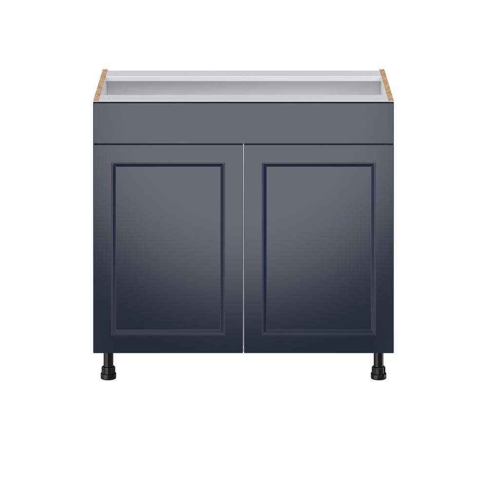 J COLLECTION Devon Painted Blue Recessed Assembled 36 in. W x 34.5 in.H x 21 in. D Vanity False Front Sink Base Kitchen Cabinet DSVS36-DV