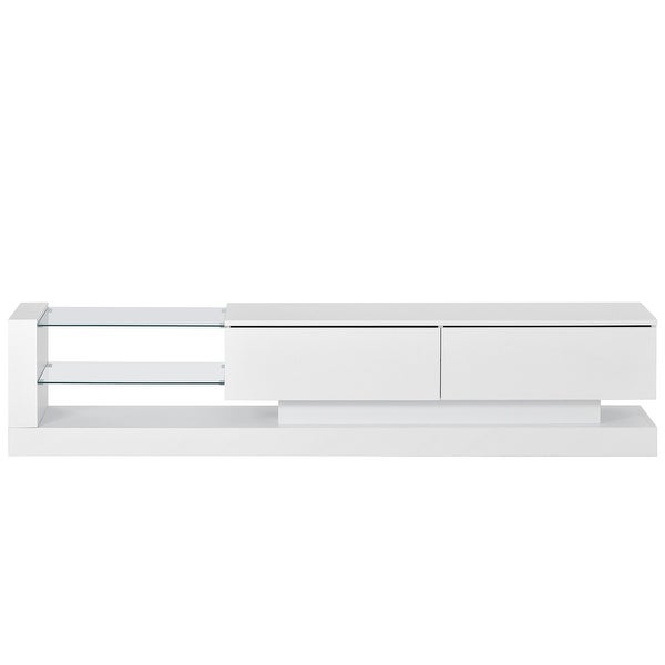 Nestfair Modern Entertainment Center TV Stand with Two Media Storage Cabinets and 16-color RGB LED Color Changing Lights