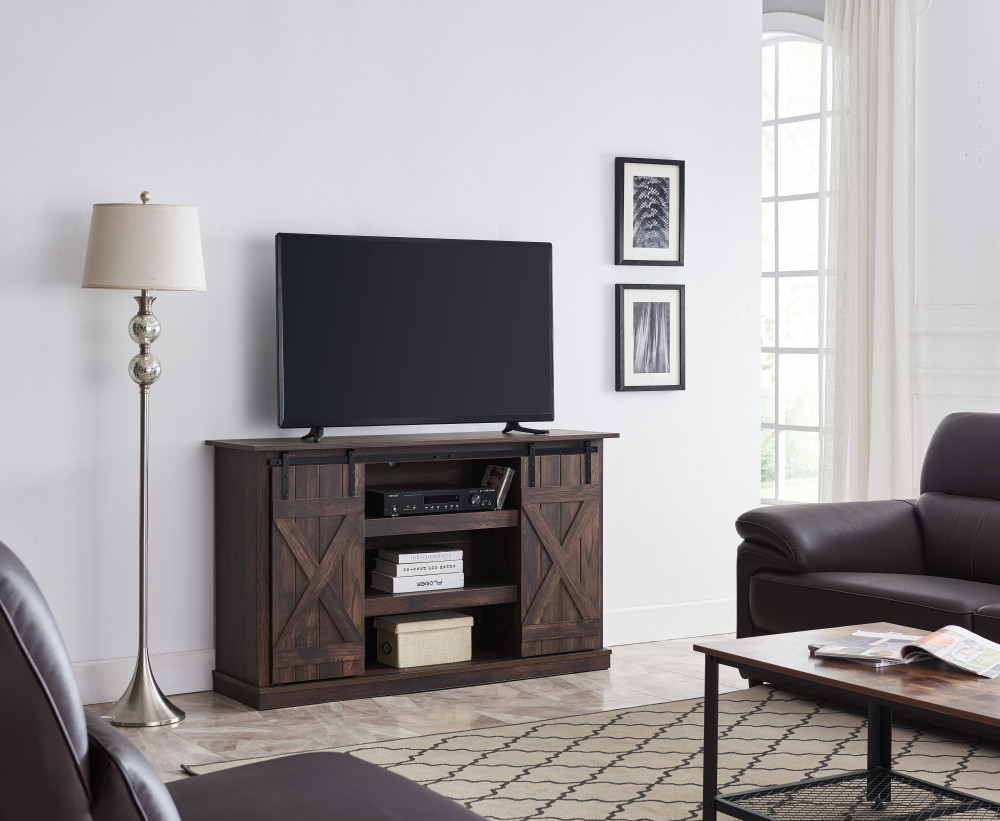 Hearthpro Barn Style Media Console with Rolling ;