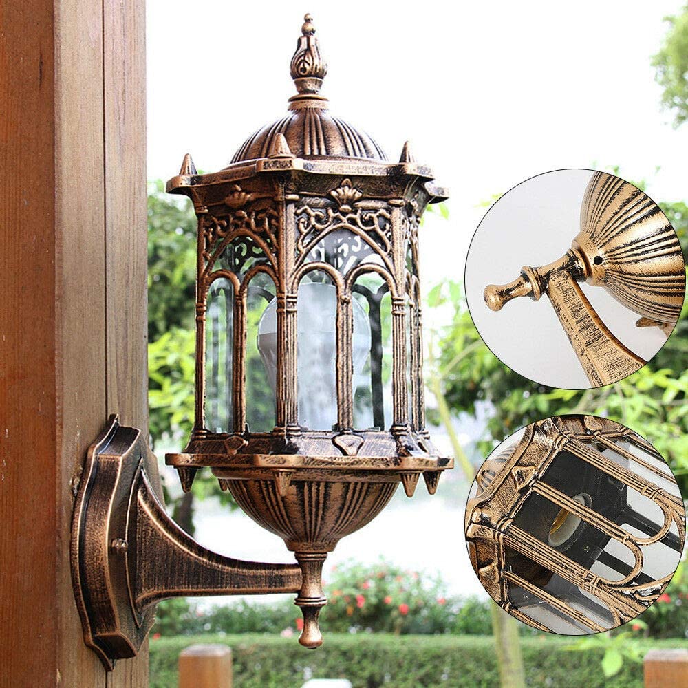 TFCFL Antique Wall Lamp Aluminum Glass Lantern Wall Light Garden Outdoor Sconce Lamp