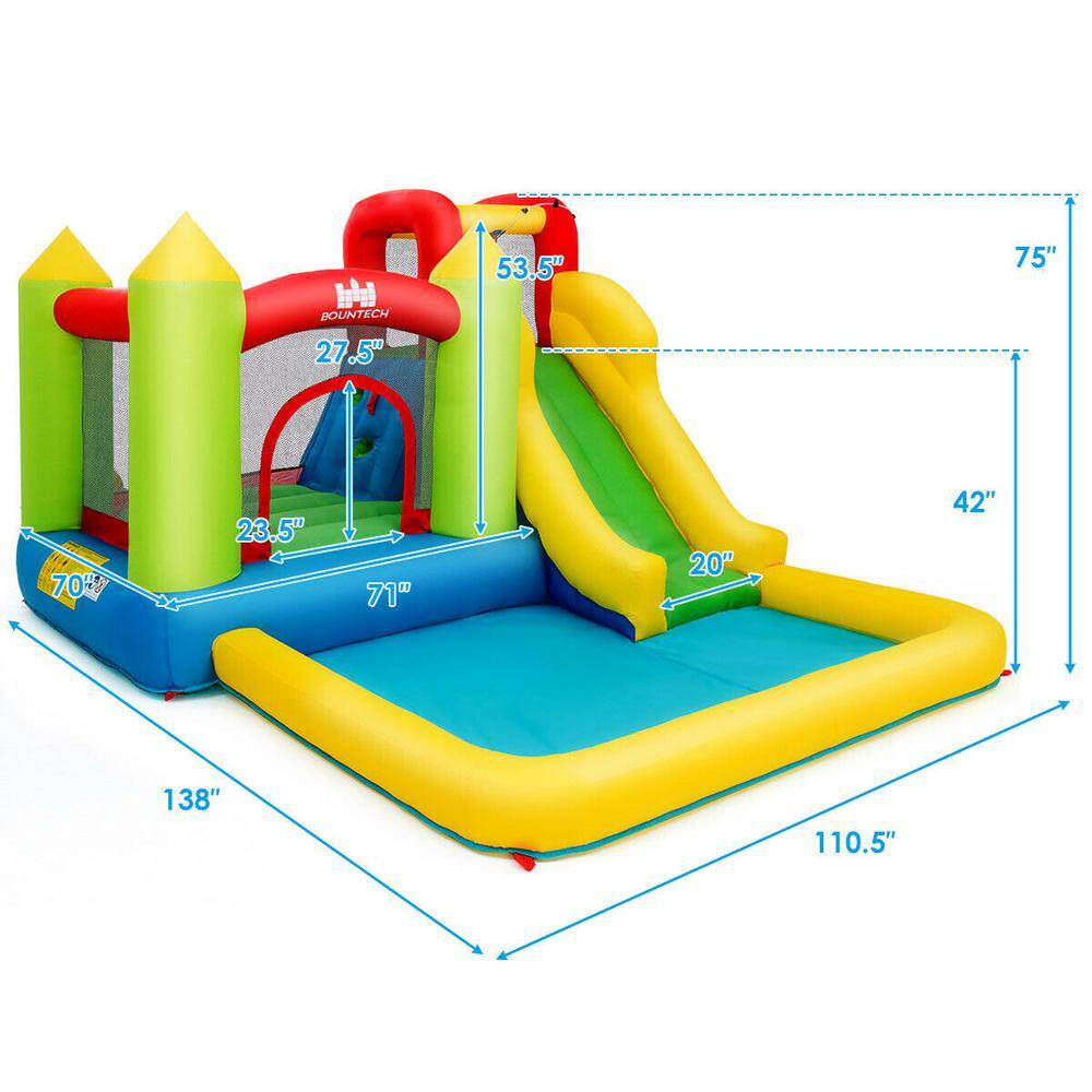 Gymax 138 in. x 110.5 in. x 75 in. Cloth Yellow Outdoor Inflatable Bounce House Water Slide Climb Bouncer Pool GYM04200