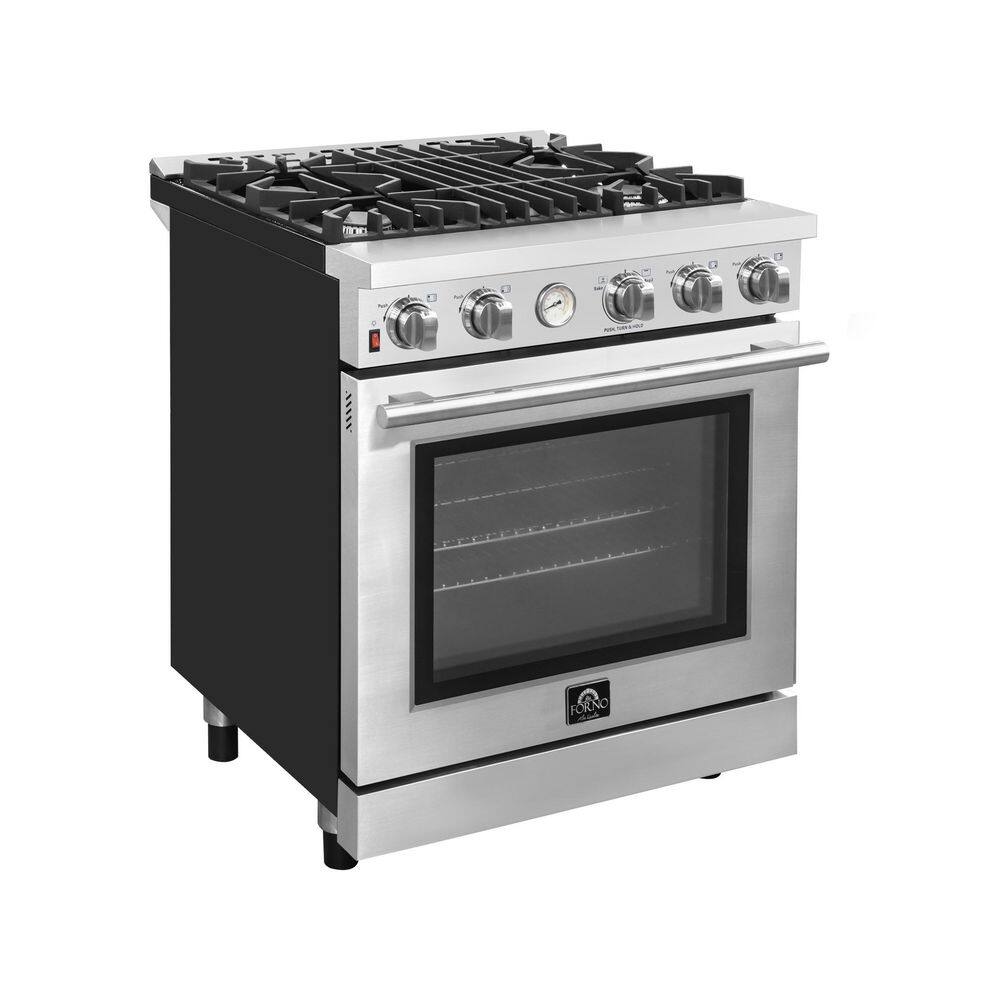 Forno ALTA QUALITA 30 in. 4.62 cu. ft. 4 Burner Freestanding Pro-Style Gas Range in Stainless Steel FFSGS6228-30S