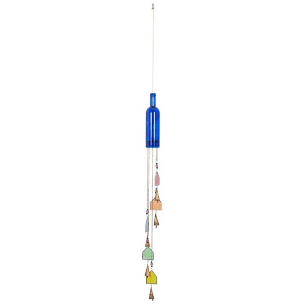 Glass Bottle Eclectic Abstract Windchime Blue Olivia amp May