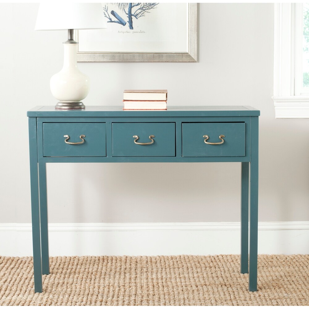 SAFAVIEH Cindy Teal 3 drawer Console Table   39.4\