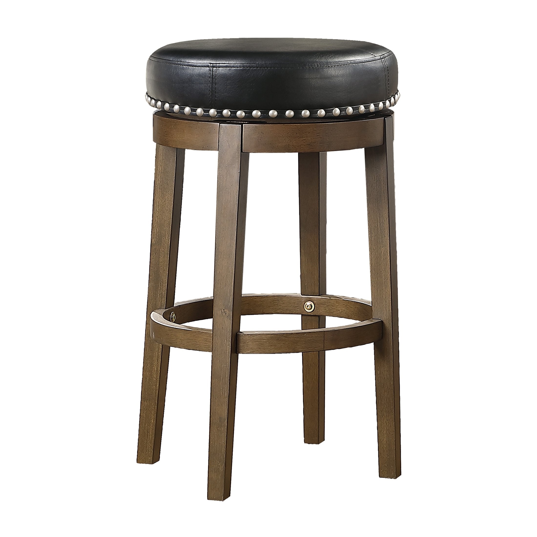 OakvillePark Muny Round Swivel Pub Height Barstool (Set of 2)， Black