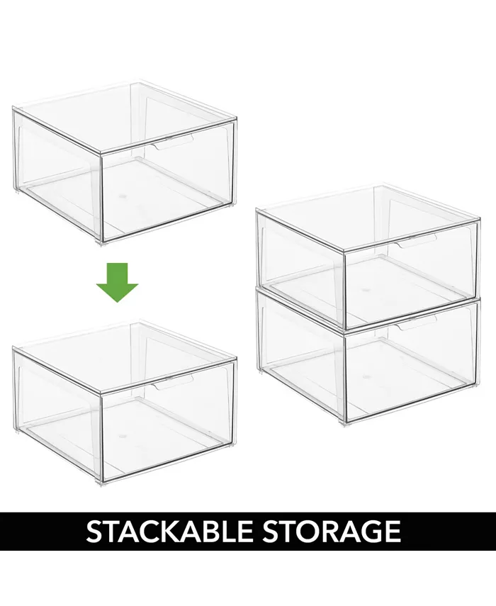 mDesign Plastic Stackable Kitchen Pantry Organizer with Drawer Medium