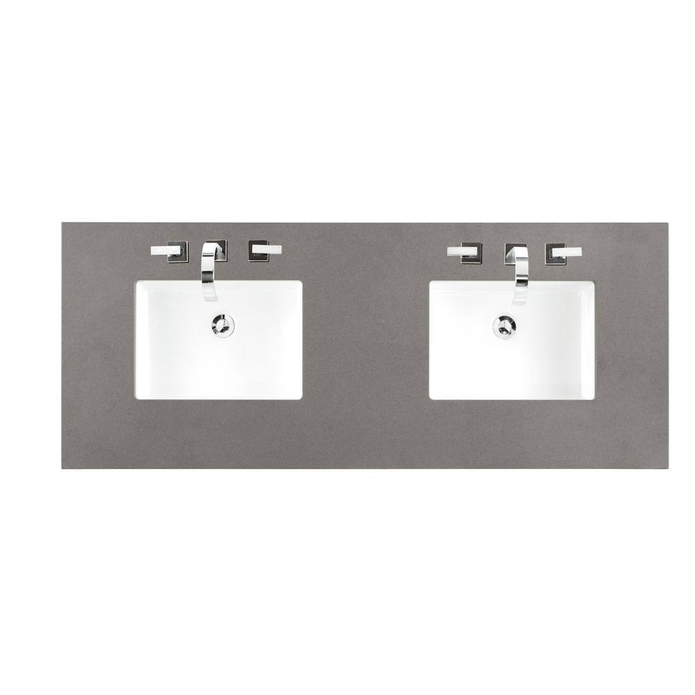 James Martin Vanities Brookfield 60 in. W x23.5 in.D x 34.3 in. H  Double Vanity in Country Oak with Quartz Vanity Top in Grey Expo 147-114-5671-3GEX